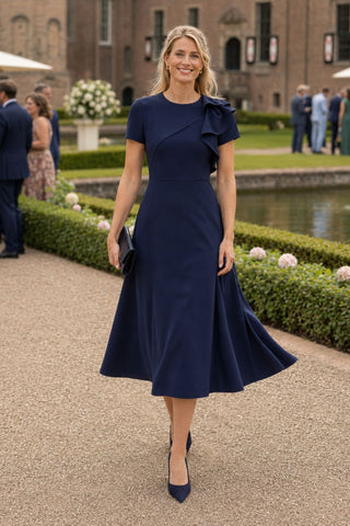Ruffle bodice midi dress