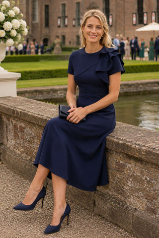 Ruffle bodice midi dress