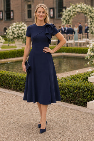 Ruffle bodice midi dress