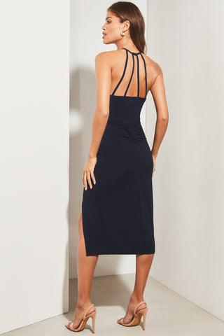 Artwork halter midi dress