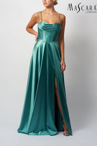 Boned drape satin Smokey Green - Dresses Boutique B.V.