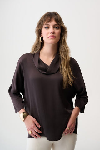 Boxy top with Cowl Collar Mocha - Dresses Boutique B.V.
