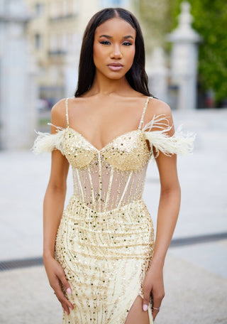 Carmen tulle dress Sunshine Yellow - Dresses Boutique B.V.