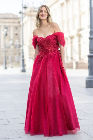 Carmina sleeves dress Glitter Rio Red - Dresses Boutique B.V.