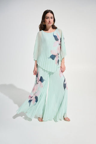 Chiffon Floral Print Pleated Wide Leg Pants - Dresses Boutique B.V.