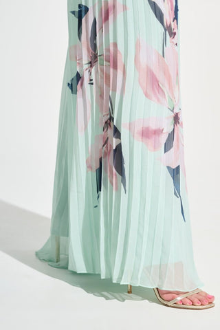 Chiffon Floral Print Pleated Wide Leg Pants - Dresses Boutique B.V.