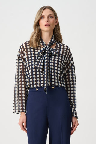 Chiffon Geometric - Print Tie - Neck Blouse - Dresses Boutique B.V.
