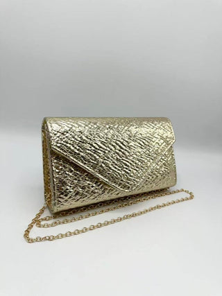 Cracked texture clutch Gold - Dresses Boutique B.V.