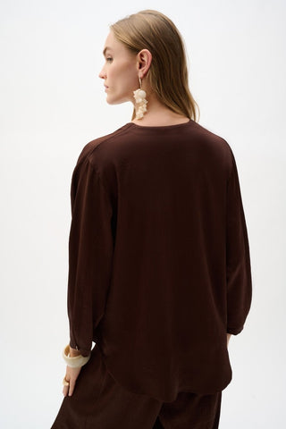 Crushed Satin Boxy Top With Dolman Sleeves - Dresses Boutique B.V.