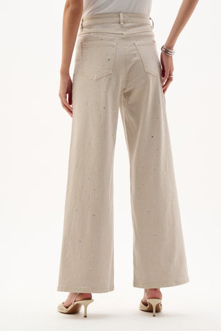 Denim Wide Leg Jeans With Rhinestones - Dresses Boutique B.V.