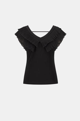 Georgette Fitted Top With Pleats - Dresses Boutique B.V.