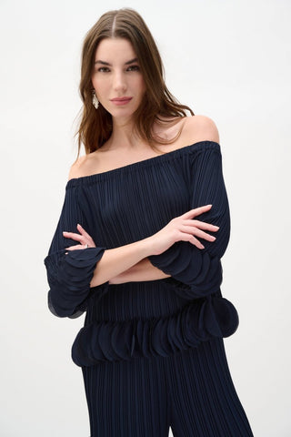 Georgette Off Shoulder Pleated Top - Dresses Boutique B.V.