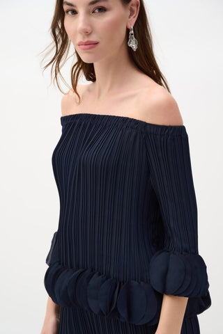 Georgette Off Shoulder Pleated Top - Dresses Boutique B.V.