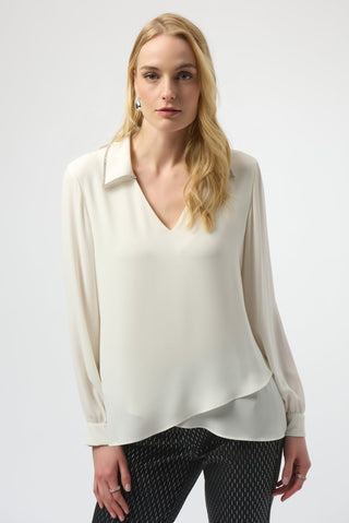 Georgette flared blouse Winter White - Dresses Boutique B.V.