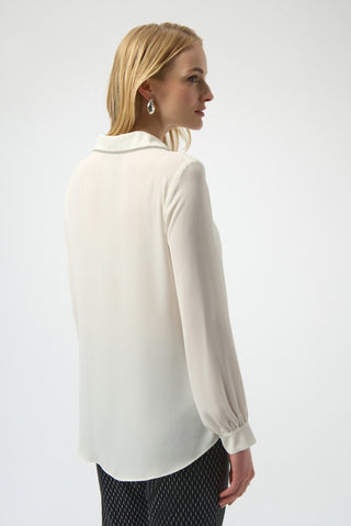 Georgette flared blouse Winter White - Dresses Boutique B.V.