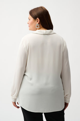 Georgette flared blouse Winter White - Dresses Boutique B.V.