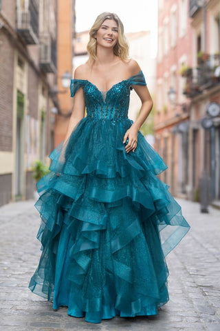 Giverna dress Glitter Peacock Green - Dresses Boutique B.V.