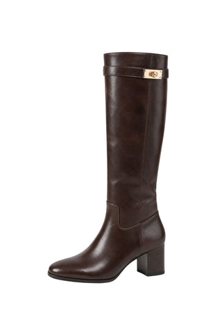 Golden buckle strap boots - Dresses Boutique B.V.
