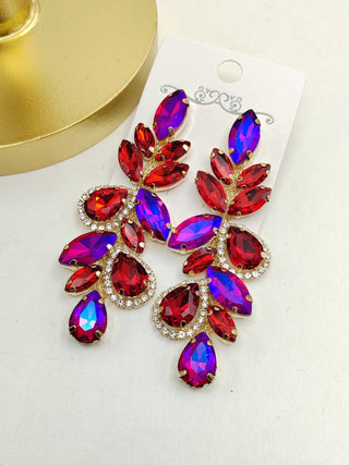 Granda strass earrings Red - Dresses Boutique B.V.