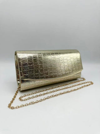 Grid pattern clutch Gold - Dresses Boutique B.V.