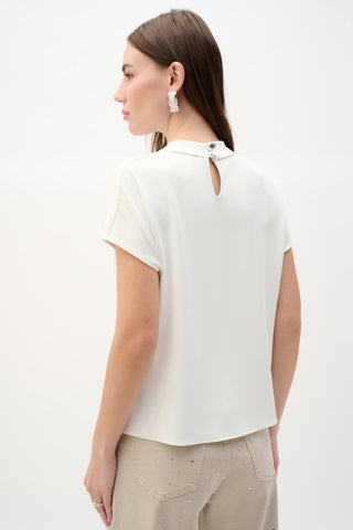 Woven Twill Boxy Top With Cowl Neck - Dresses Boutique B.V.