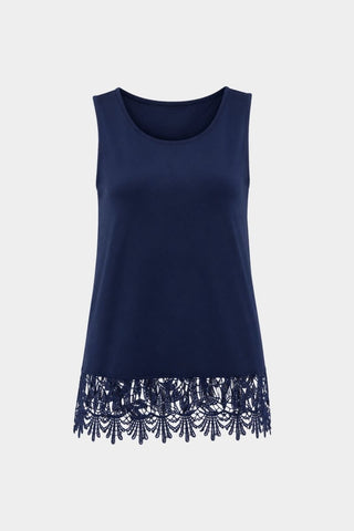 Lace Hem Sleeveless Top Midnight blue - Dresses Boutique B.V.