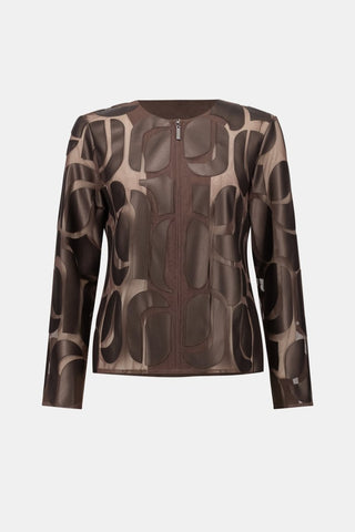 Leatherette And Mesh Embroidered Jacket - Dresses Boutique B.V.