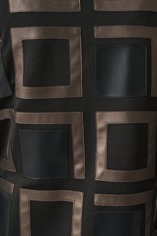 Leatherette and Scuba Collarless Two - Tone Jacket - Dresses Boutique B.V.