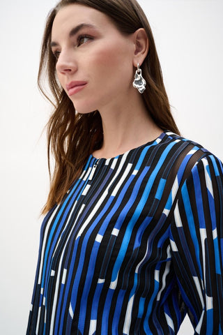 Mesh And Satin Geometric Print Fitted Jacket - Dresses Boutique B.V.