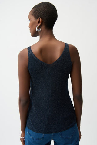 Metallic Knitted Camisole with Rhinestones Midnight blue - Dresses Boutique B.V.