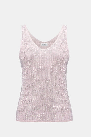 Metallic Knitted Camisole with Rhinestones Petal Pink - Dresses Boutique B.V.