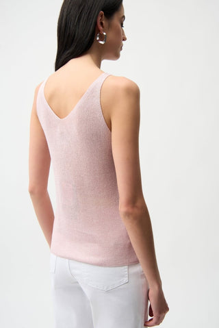 Metallic Knitted Camisole with Rhinestones Petal Pink - Dresses Boutique B.V.