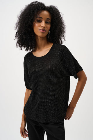 Metallic Knitted T-shirt with Rhinestones - Dresses Boutique B.V.