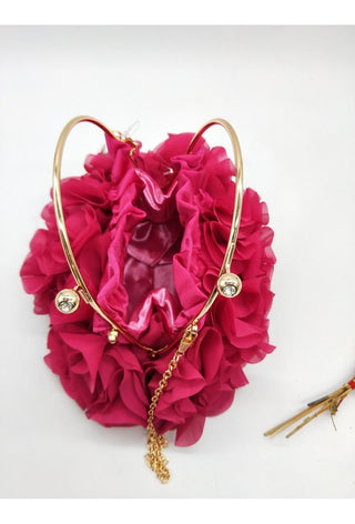 Rosette clutch Fuchsia - Dresses Boutique B.V.