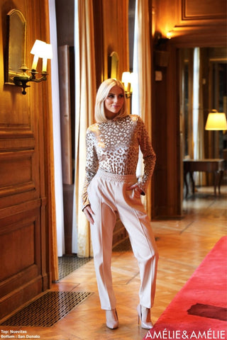 San Donato faux leather pants Gesso - Dresses Boutique B.V.