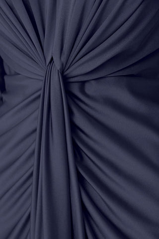 Satin Effect Knit Draped V - Neck Sheath Dress - Dresses Boutique B.V.