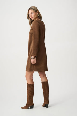 Scuba Suede Notched-Neck Straight Dress - Dresses Boutique B.V.