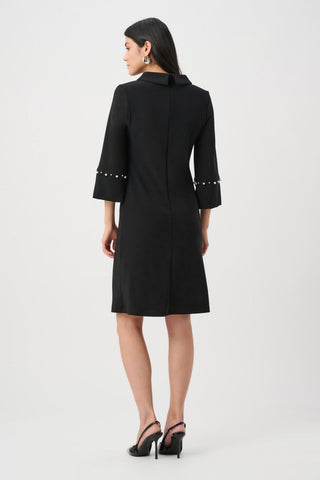 Silky Knit A - Line Dress With Pearl Detail - Dresses Boutique B.V.