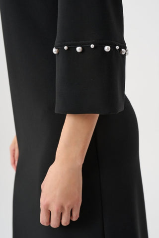 Silky Knit A - Line Dress With Pearl Detail - Dresses Boutique B.V.
