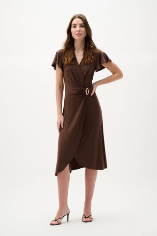 Silky Knit Wrap Dress With Ruffled Sleeves - Dresses Boutique B.V.