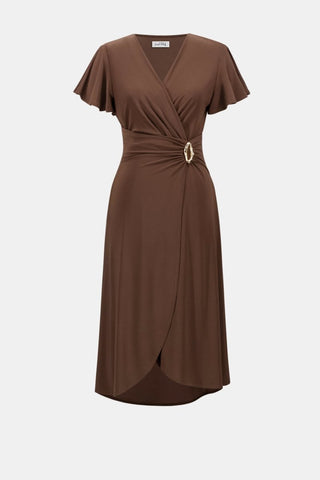 Elegante Bruine Jurk met Lange Mouwen | Luxe Damesmode Elegante Bruine Jurk met Lange Mouwen | Luxe Damesmode