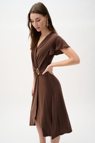 Silky Knit Wrap Dress With Ruffled Sleeves - Dresses Boutique B.V.