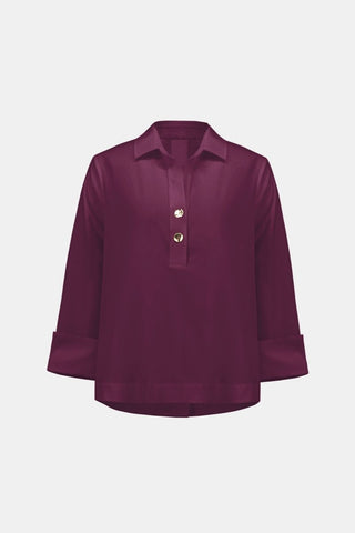 Stretch Poplin Shirt - Collar Boxy Top - Dresses Boutique B.V.