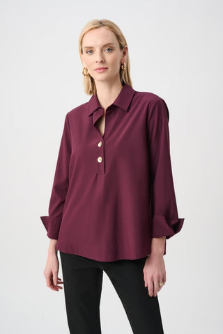 Stretch Poplin Shirt - Collar Boxy Top - Dresses Boutique B.V.
