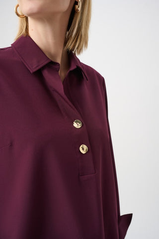 Stretch Poplin Shirt - Collar Boxy Top - Dresses Boutique B.V.