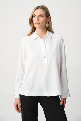 Stretch Poplin Shirt - Collar Boxy Top - Dresses Boutique B.V.
