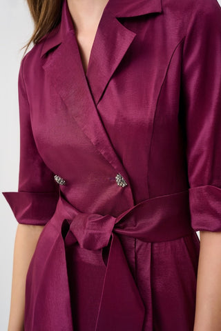 Stretch Taffeta Fit and Flare Wrap Dress - Dresses Boutique B.V.