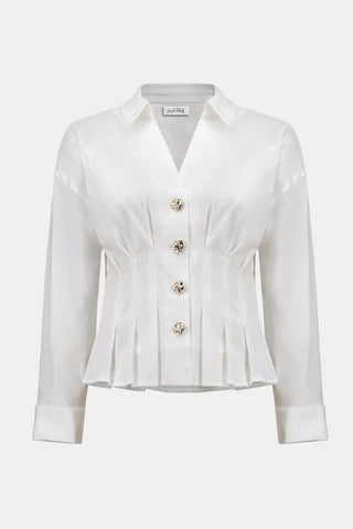 Stretch taffeta flare blouse Vanilla - Dresses Boutique B.V.