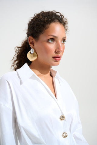 Stretch taffeta flare blouse Vanilla - Dresses Boutique B.V.