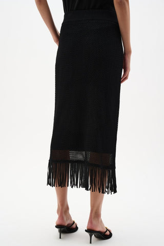 Viscose Sweater Knit Pull - On Skirt With Fringe Trim - Dresses Boutique B.V.